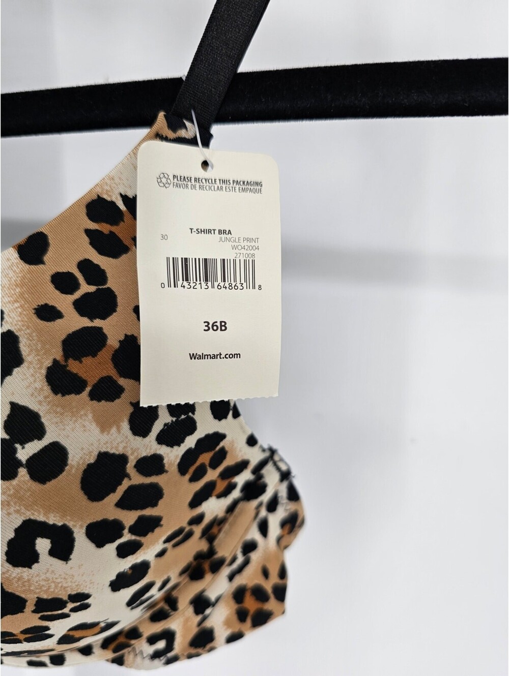Simply Basic Womens Sz 36B Classic T Shirt Bra Leopard Print NEW - Picture 2 of 5
